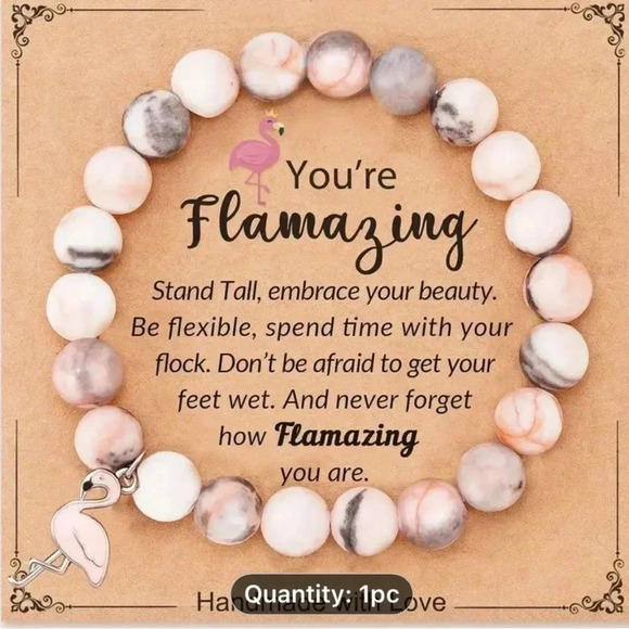 Flemming Bracelet Pink Brown Gray Earthtones Beads - Picture 8 of 9